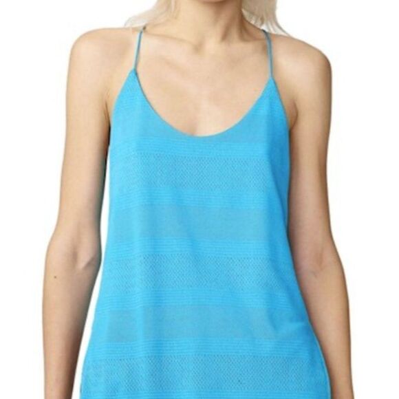 A|X Armani Exchange Women's Mesh High-Low Cami Size Medium  Turquoise Gem - Picture 1 of 11